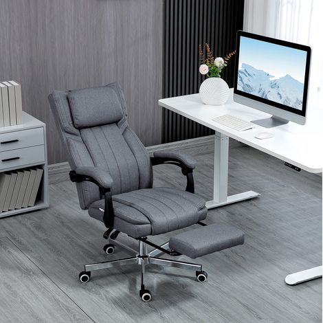 MEUBLIV sedia da ufficio 65 x 61 x 113 cm grigia – massaggio a 6 punti e poggiapiedi (1/5)