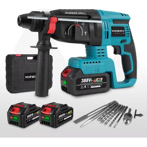 Perforateur burineur sans fil 26mm SDS Plus Brushless compatible Makita 18V – 2 batteries 10 accessoires coffret de rangement professionnel (1/5)