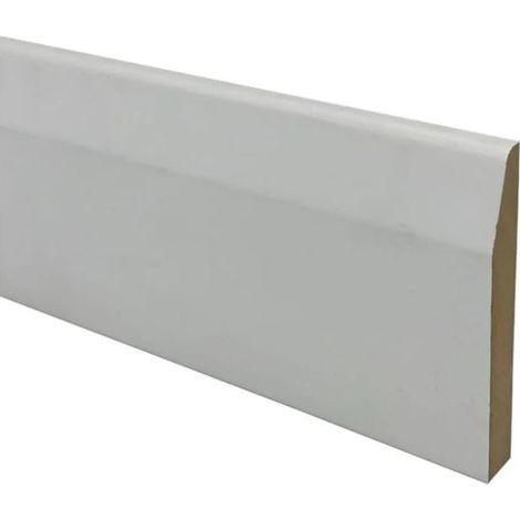 1.1m Lengths 3 Pack = 3.3m Total - 18mm x 144mm, Primed MDF Chamfered & Round Skirting Board, White