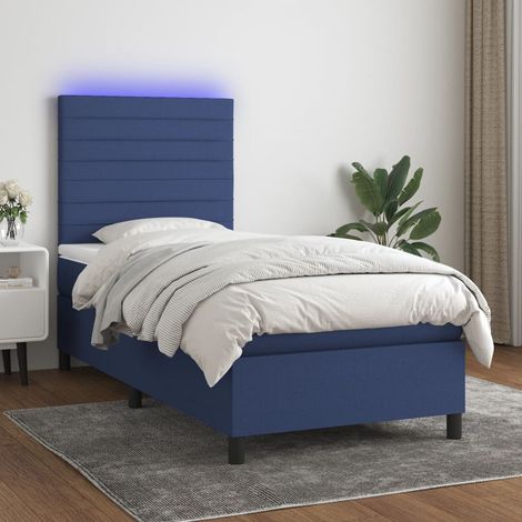 Cama box spring colchón y luces LED tela azul 100x200 cm vidaXL (1/5)