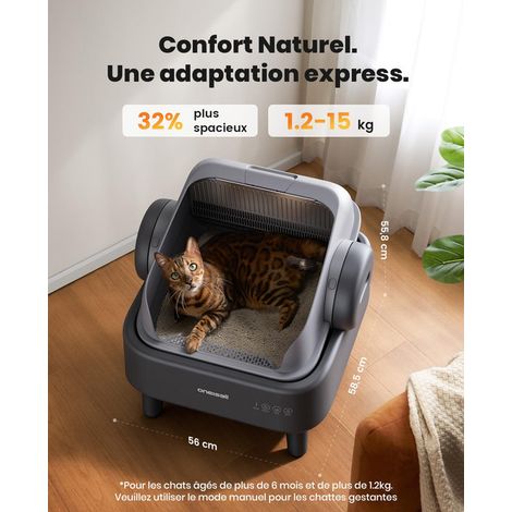 Maison de toilette autonettoyante pour chat Bac à litière automatique intelligent XL avec grand tiroir à déchets 11L et système de sécurité multiple