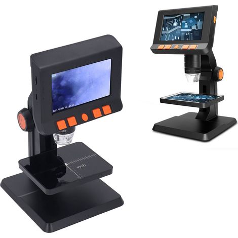 Microscope numérique LCD P110, grossissement 1000x, pour la biologie, avec objectifs numériques et de microbiologie, écran IPS 4,3 pouces à 8 LED, résolution 1920 x 1080p, compatible Windows et Mac OS (1/5)