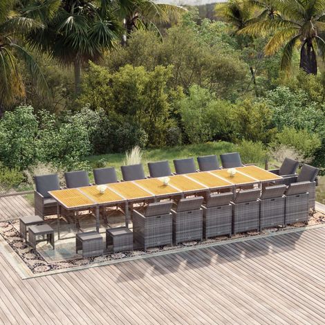21-tlg. Garten-Essgruppe mit Kissen Grau Poly Rattan (1/5)