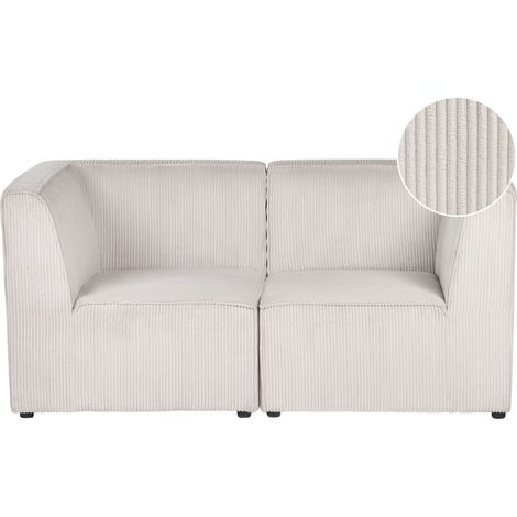 Modular 2 Seater Sofa Beige Corduroy Sectional Two Piece Sofa Modern Jumbo Cord Minimalistic Style LEMVIG (1/5)