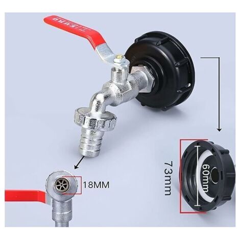 FOREHILL 1000L Tankhahn, Regenwassernutzungshahn, 1/2" IBC-Wassertankadapter, Doppelhahn, Regenwassernutzungshahn, Legierungsmaterial, aus PP, Gewinde (1/4)