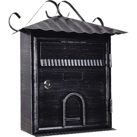 CASSETTA POSTALE 'FIORDALISO' cm 30x10,5x h 36 - argento\nero antico  - KASART