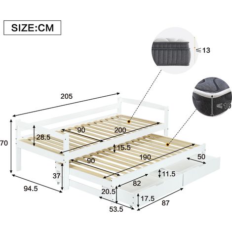 Couchtisch aus Holz in Weiß 205 x 94.5 x 70 cm HOMAIRE (1/5)