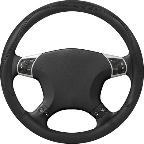 Funda Volante Coche, Material de Cuero, Funda Volante Coche Universal, Funda para Volante Coche de 37-38 cm, Antideslizante, Universal, Negro (1/5)