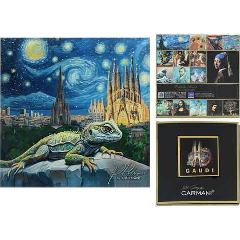 Carmani, posavasos de cristal de aproximadamente 11,5 x 11,5 cm inspirado en las pinturas de A. Gaudí (1/5)