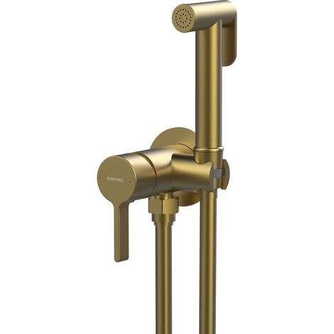 Sapho Iconic - Miscelatore ad incasso per bidet, con doccetta e corpo incasso, color oro opaco AF040GB (1/5)