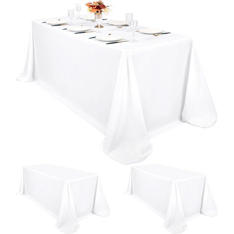 2er-Set Tischdecken Rechteckig 229x335 cm Weiß, Wasserabweisend, Waschbar