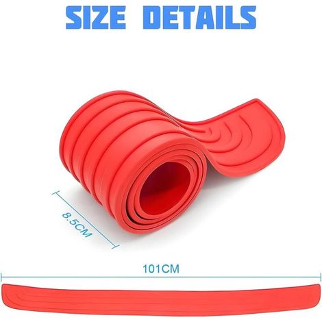 Protection Pare Choc Voiture, Protecteur Porte Coffre en Caoutchouc, Résistant Aux Rayures et Antidérapant, Convient à la Plupart des Accessoires Extérieurs de Voiture (Rouge/101x8.5CM) (1/5)