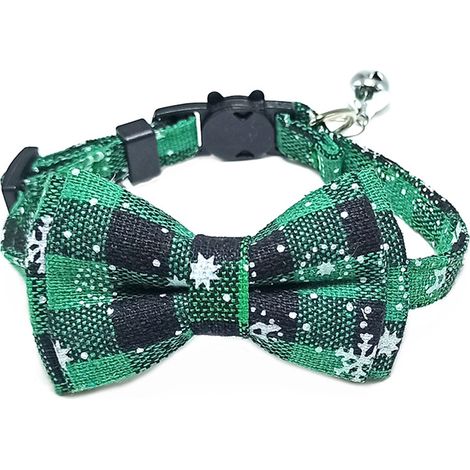 Collier Pour Chien Et Chat - Motif Écossais Flocon De Neige - En Coton Réglable Avec Nœud Papillon - Pour Fêtes De Noël (1/5)