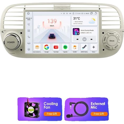 Autoradio multimediale con interfaccia touchscreen, compatibile con Fiat 500 2007-2015, S6 W-4G 8Core-6G 64G (1/2)