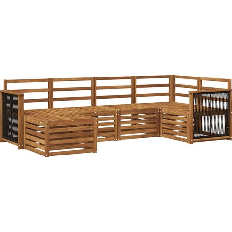 Outdoor Sofa Set 5 pcs Natural Solid Acacia Wood vidaXL (1/5)