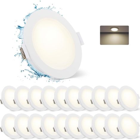 Spot LED Encastrable Noir Extra Plat, 10 x 5W Spot Salle de Bain IP65, Spot Encastré 4000K Blanc Neutre 400lm, Plafonnier Encastrable Trou 68-80mm, Spots de Plafond Pour Salon Chambre Cuisine (1/5)