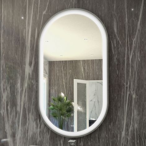 RAK Art Brushed Nickel 450mm x 1000mm Oval LED Mirror - RAKARTOVBN5001 (1/2)