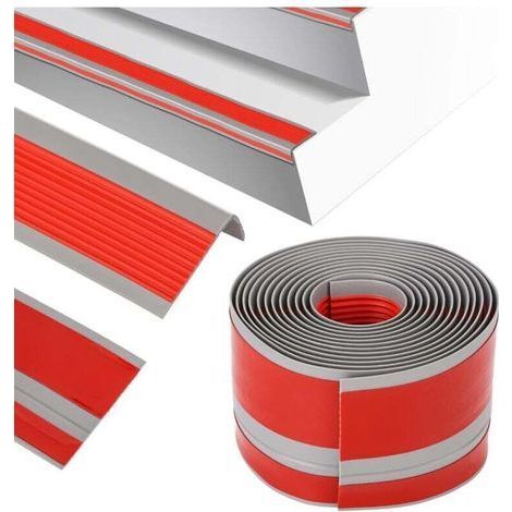 pair Nez de marche profilé d'escalier, PVC, adhésif et antidérapant, L gris foncé, 5x2.5cm , 300cm (1/4)