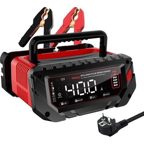 Chargeur de batterie de voiture, 6V/12V/24V, Contrôle intelligent, 40A PRISE EU (1/2)