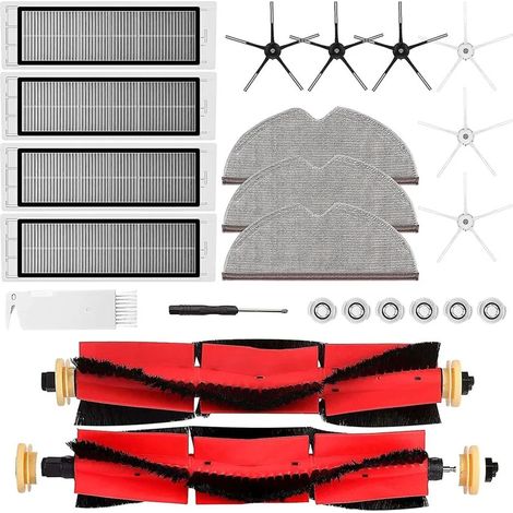 Lntyq Zubehör-Set für Xiaomi Roborock S50, S51, S6, S4, Roboter-Staubsauger, Ersatzteile, 23 Packungen, Hauptbürste & Filter & Seitenbürste (1/5)