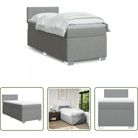 Matratze - Boxspringbett mit Matratze Hellgrau 100x200 cm Stoff (1/5)