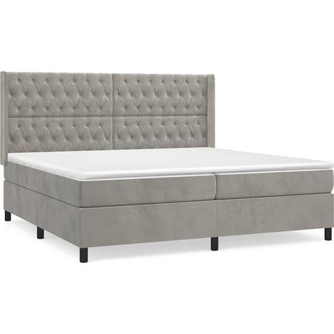 Maison Exclusive - Cama box spring con colchón terciopelo gris cl (1/5)