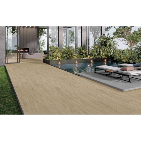 Besançon – Baldosa porcelánica efecto madera · interior y exterior - Nature - 60x120 cm Chevron - Palet completo (1/5)