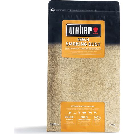 Weber – Sachet de sciure de hêtre 500g pour fumage à froid – 100% naturel – Saveur fumée unique pour viandes, poissons et légumes