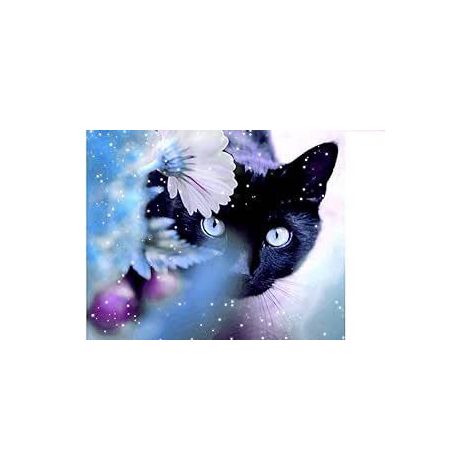 Kit 5D Peinture Diamant Broderie Croix Sticker Mural Décor Salon Chambre, Chat (30x40cm) (1/5)