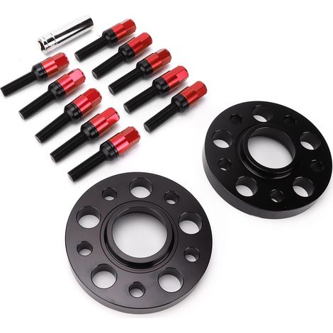 Kit d'entretoises de roue 20 mm d'entraxe - 5x112 mm M14x1,5 - Compatible avec SQ7 2016-2020 - Rouge (1/5)