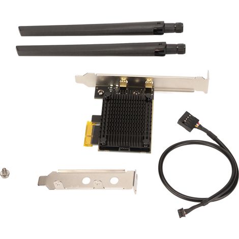Carte WiFi 6E PCIe Tri-Bande 5400 Mbps avec Antennes 6dBi pour PC Windows, Faible Latence (1/5)