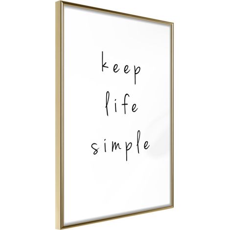 Affiche Murale Encadrée "Simple Life" 40 x 60 cm Or (1/2)