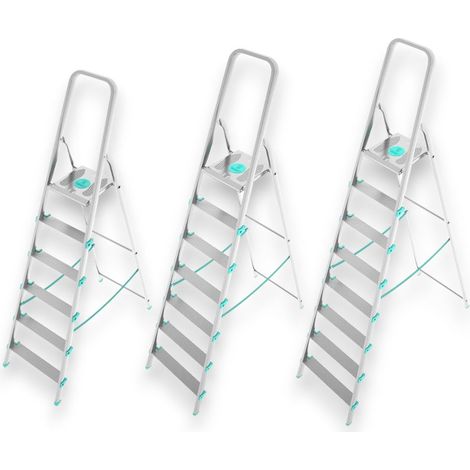 Scala multiuso alta in alluminio stabile e resistente con gradini antiscivolo e piattaforma ampia Libellula - 6 gradini - 51x111xH189 cm (1/5)