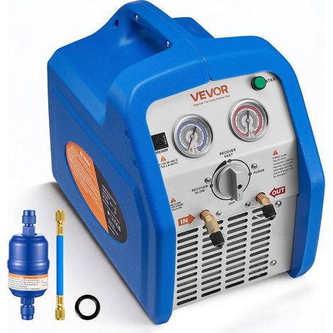 Station de Récupération Fluides Frigorigènes 1 HP, Récupérateur de Fluide Frigorigène Double Cylindre, pour Réfrigérant Liquide Vapeur CVC Climatisation Auto, Groupe de Récupération Portable (1/5)