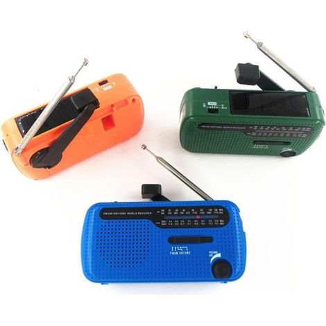 Radio Solaire Portable à Manivelle 1200 MAh USB Haut-Parleur D'Urgence Extérieur Portable Stéréo Orange,1 x Radio,Orange (1/5)