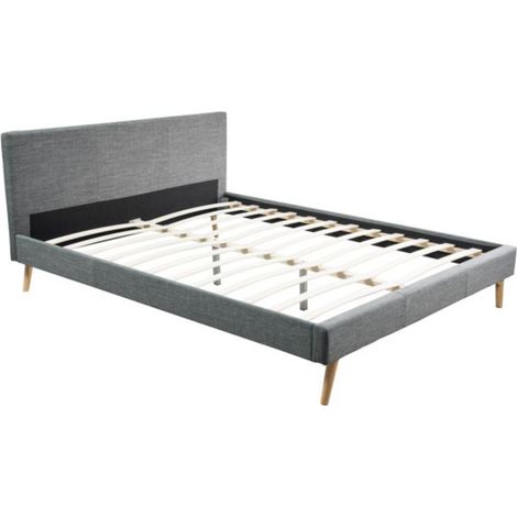 Lit Adulte en Tissu" Cormat" 160x200cm Gris Foncé (1/5)