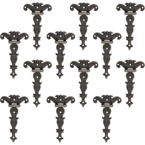 12 Stück Retro-Scharniere, dekorative Bronze-Retro-Scharniere mit Befestigungsschrauben, geeignet zur Reparatur und Dekoration von Schränken, Möbeln und Werkzeugkästen