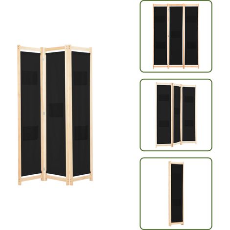 Biombo negro - vidaXL Biombo divisor 3 paneles de tela negro 120x170x4 cm - Biombo 3 paneles