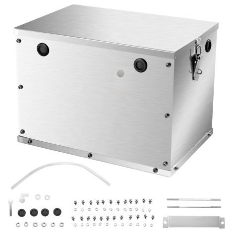 Batteriekasten, Gruppe 24/31, Batteriebox für Schiffsbatterien mit Griffen & Kabellöchern mit Gummitülle, Gehäuse aus Aluminiumlegierung, geeignet für Offroad-Rennwagen & LKWs