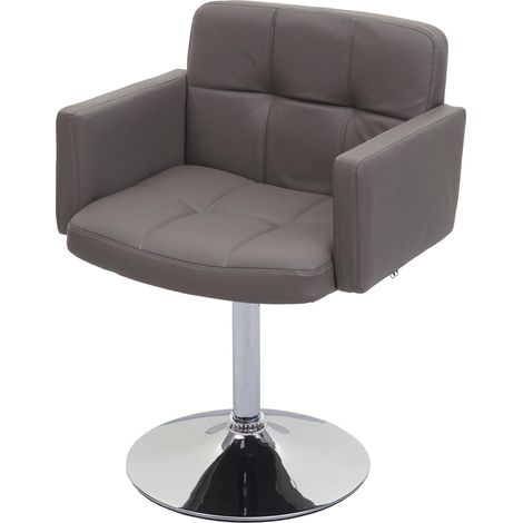 Chaise de salle à manger Orlando, chaise de cuisine chaise pivotante, similicuir chromé - taupe (1/5)