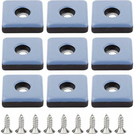 Norcks 24 Pieces Patins Meubles Téflon 25MM Pied De Chaise Avec Vis Patins En Téflon Ptfe Tampon Chaise Patin Glisseur Pied De Chaise À Visser Carrés Pour Bureau Chaise Sol En Bois Carrelage (1/5)