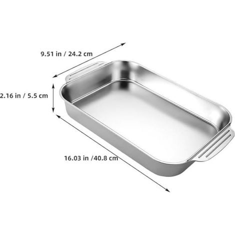 Plat À Cuisson Rectangulaire En Acier Inoxydable ÉPais Compatible Induction Four Barbecue Surface AntiadhéSive 40 8 PLAT POUR FOUR (1/2)