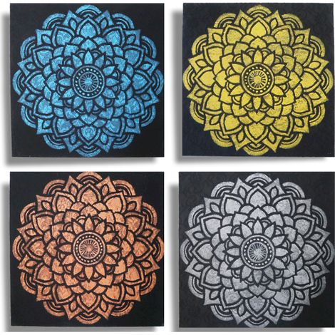 Lot de 4 Mandala Brocart Détail 30x30cm- Vendu par 1