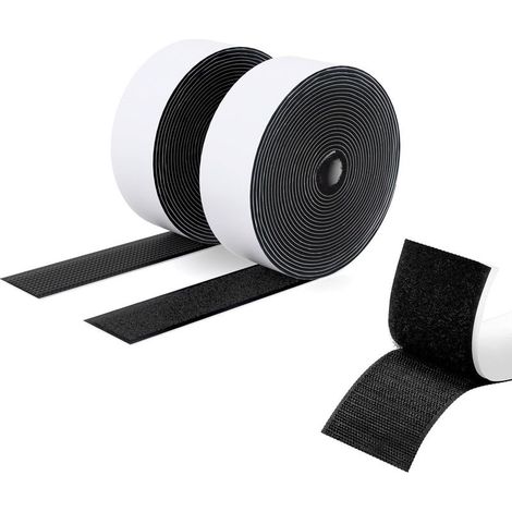 Ruban adhésif double face à crochets et à boucles, 30MM x 3M Ruban adhésif autocollant, bandes robustes, ruban à emboîtement pour cadres de photos, moustiquaires, tapis, bricolage Noir (1/5)