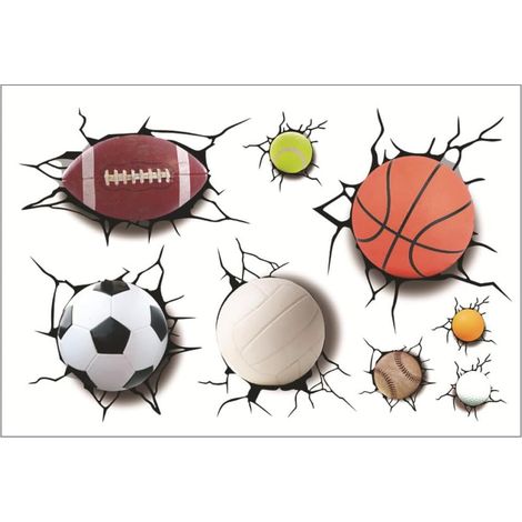 Stickers muraux 3D Football et Basketball Kit de décoration (1/5)