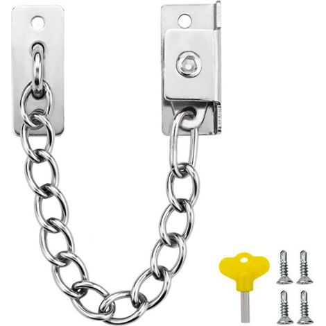 Türkette aus Edelstahl, Kettentürschloss, Türschloss für Innentüren mit 155 mm Kette (silber) - AquaForge (1/5)