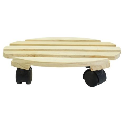 Chariot pour Plantes Ø 300 mm – Charge maximale 60 kg – Plaque en pin – Naturel – Roues TPE avec 4 blocages/Rouleau d'intérieur/Aide au Transport des Plantes