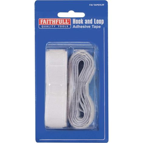 Faithfull 0170201WHLHTB Hook & Loop Self-Adhesive Tape 20mm x 1m White FAITAPEHLW (1/5)