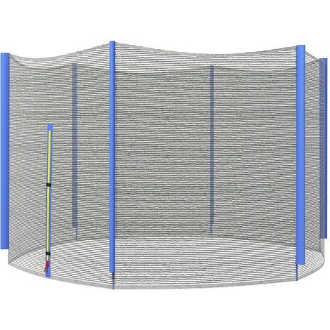 Filet de protection pour trampoline Ø 305 cm – 6 poteaux droits – Polyéthylène résistant aux intempéries – Porte à fermeture éclair 120 cm