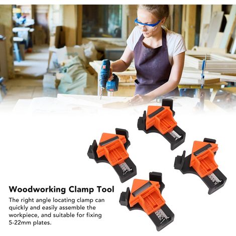 Lot de 4 pinces d'angle à ressort à 90 degrés pour le perçage et l'installation de pièces de bois (1/5)